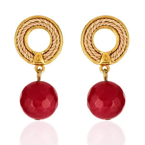 Ethereal Amazonia 18k Gold Plated Boho Style Fire Agate Earrings - Treasures of Brazil