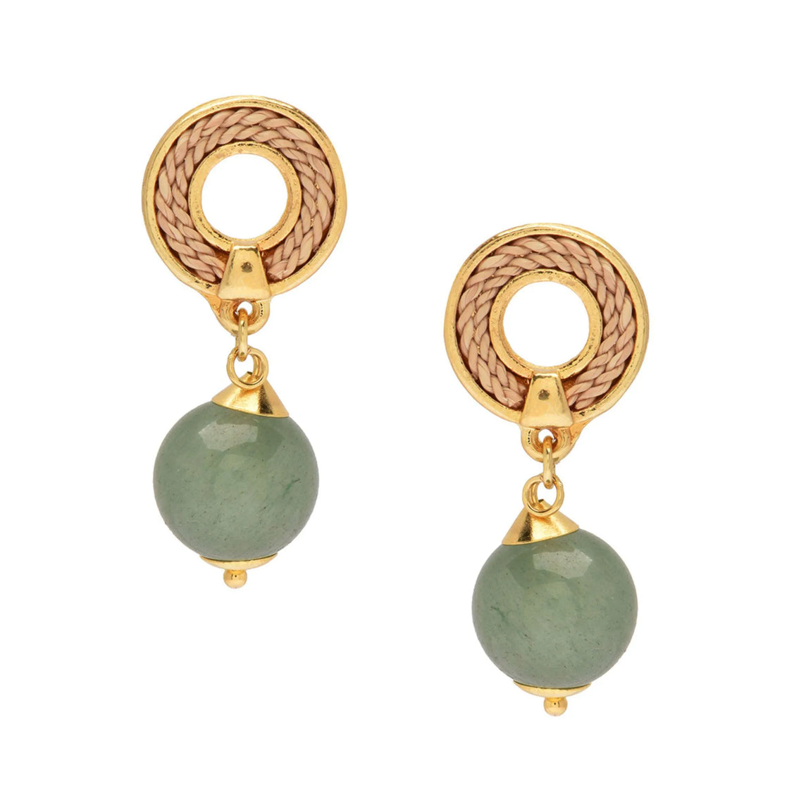 Ethereal Amazonia 18k Gold Plated Boho Style Green Quartz Earrings - Treasures of Brazil