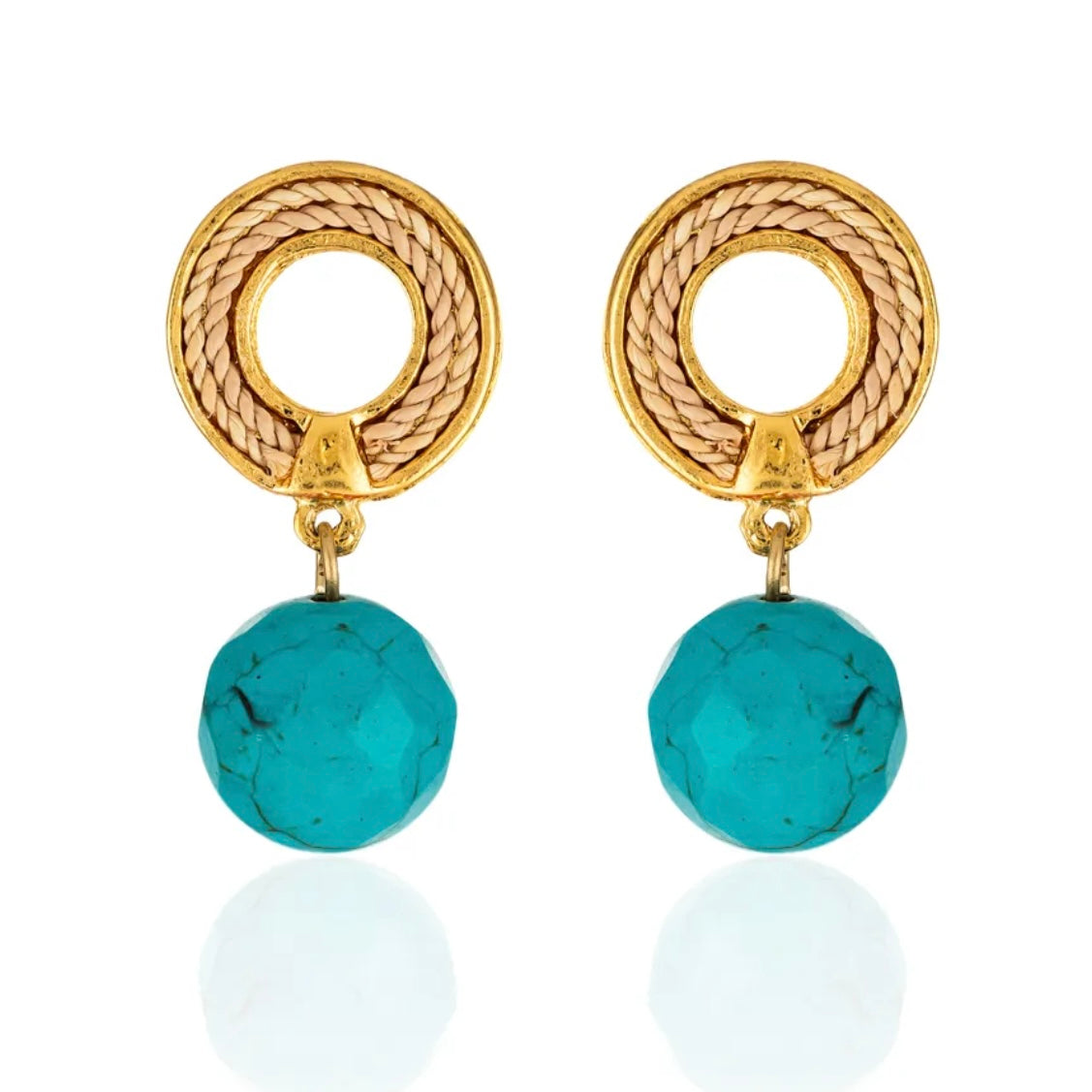 Ethereal Amazonia 18k Gold Plated Boho Style Turquoise Earrings - Treasures of Brazil