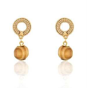 Ethereal Amazonia 18k Gold Plated Boho Style Wood Earrings - Treasures of Brazil