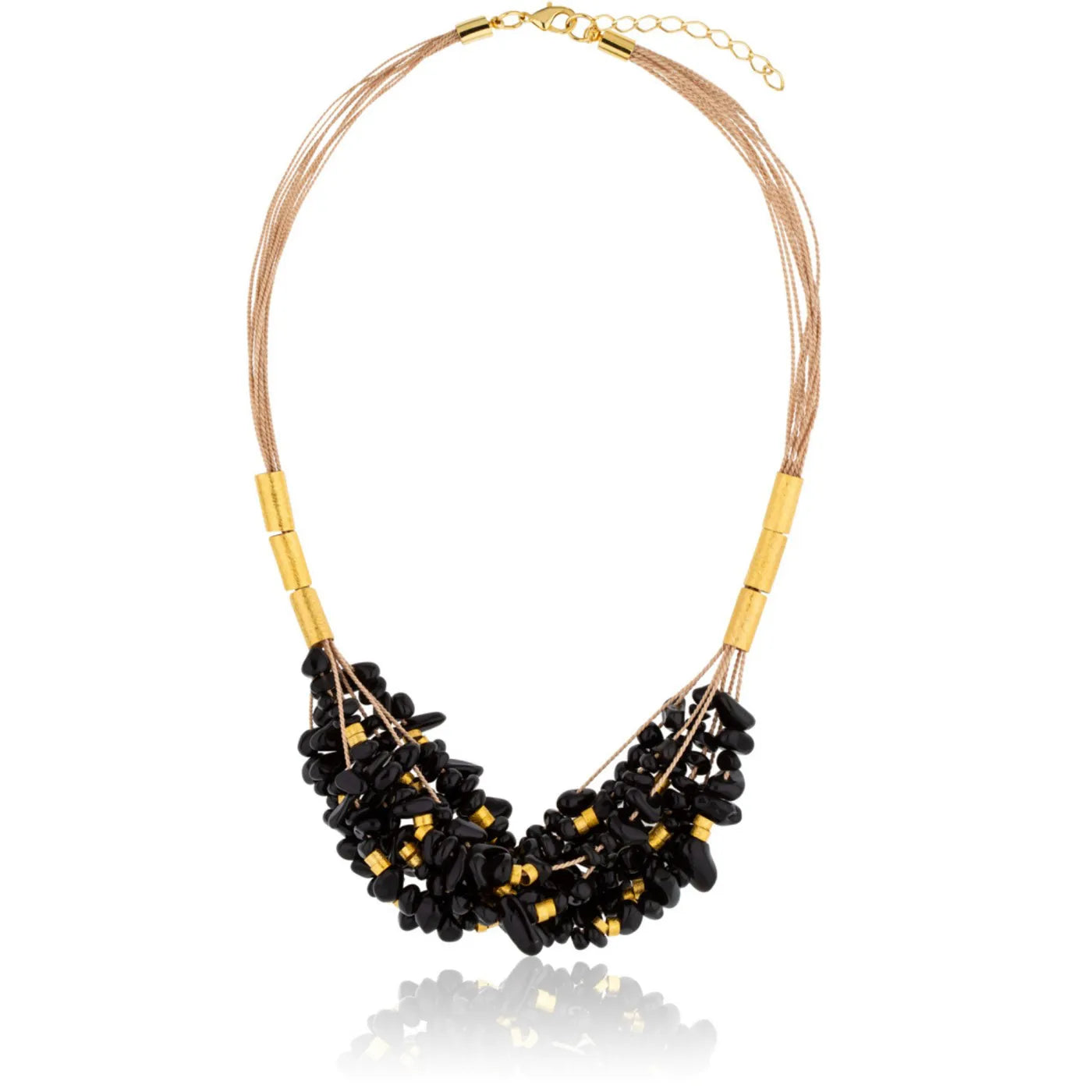 Ethereal Amazonia 18k Gold Plated Celestial Sands Onyx Maxi Necklace - Treasures of Brazil