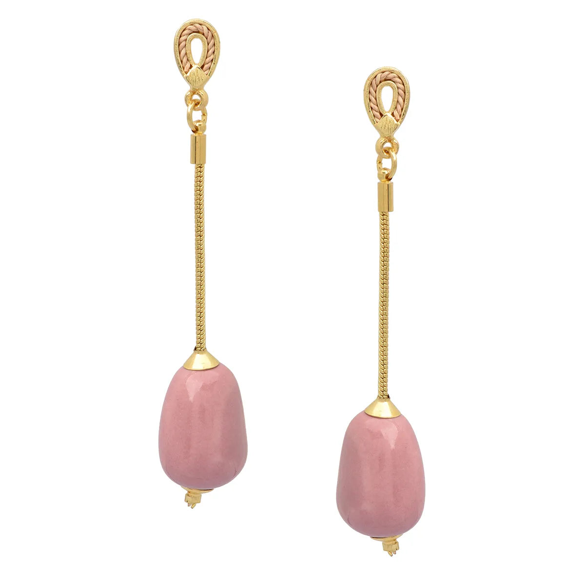 Ethereal Amazonia 18k Gold Plated Pink Colour Drops Buriti Earrings - Treasures of Brazil