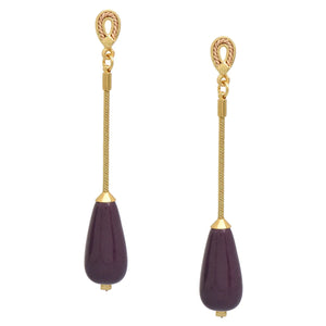 Ethereal Amazonia 18k Gold Plated Plum Purple Colour Drops Buriti Earrings - Treasures of Brazil