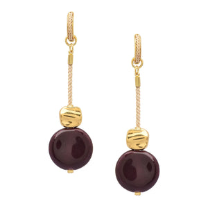 Ethereal Amazonia 18k Gold Plated Dream Drops Burgundy Buriti Earrings - Treasures of Brazil