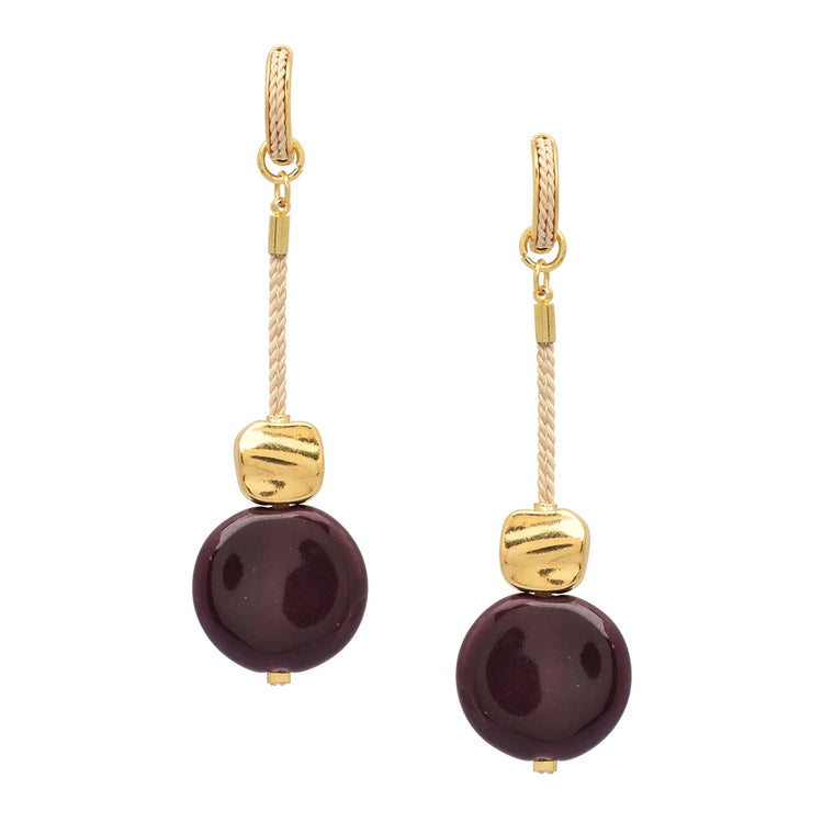 Ethereal Amazonia 18k Gold Plated Dream Drops Burgundy Buriti Earrings - Treasures of Brazil