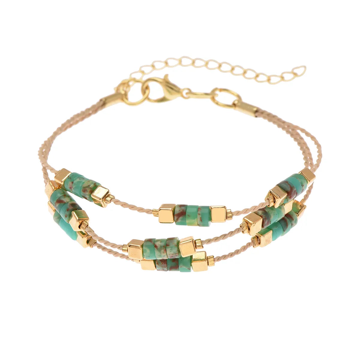 Ethereal Amazonia 18k Gold Plated Tropical Essence Green Jasper Bracelet - Treasures of Brazil