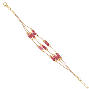 Ethereal Amazonia 18k Gold Plated Tropical Essence Strawberry Quartz Bracelet - Treasures of Brazil