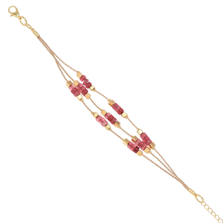 Ethereal Amazonia 18k Gold Plated Tropical Essence Strawberry Quartz Bracelet - Treasures of Brazil