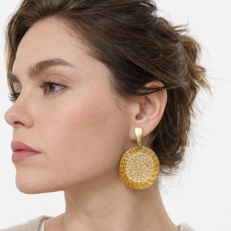 EarthWoven Treasures Golden Grass Sun Earrings