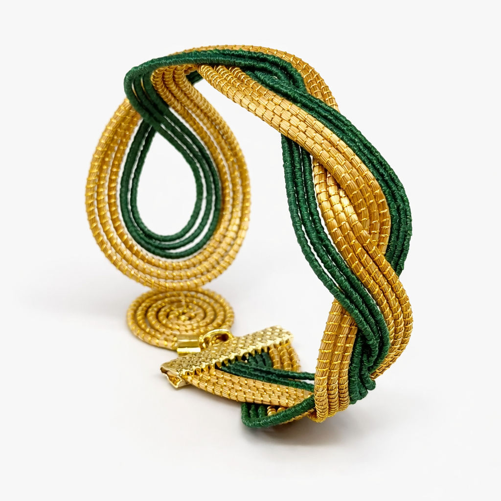 EarthWoven Golden Grass Double Fluidity Cuff Bracelet