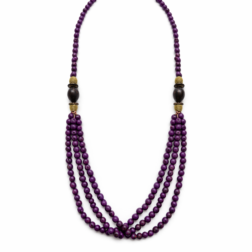 EarthWoven Treasures Enchanted Açaí Seeds and Golden Grass Necklace