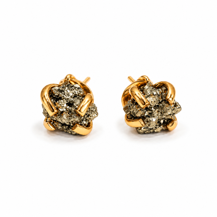 Natural Pyrite Stud Earrings