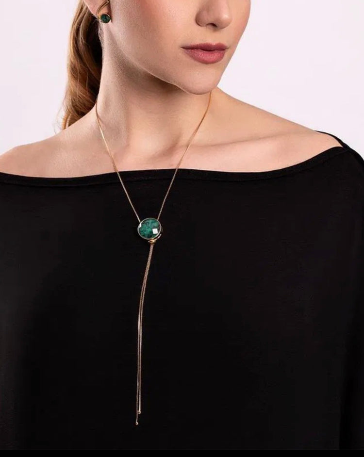 PureNature Ornaments Crystal Angles Adjustable Emerald Necklace