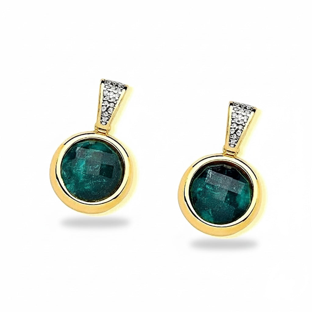 PureNature Ornaments Forest Allure Sparks Emerald Stud Earrings and Necklace Set