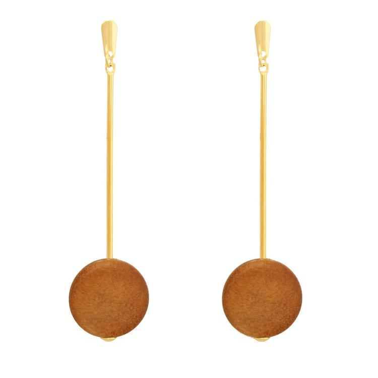 Ethereal Amazonia Long Wood Circles Earrings