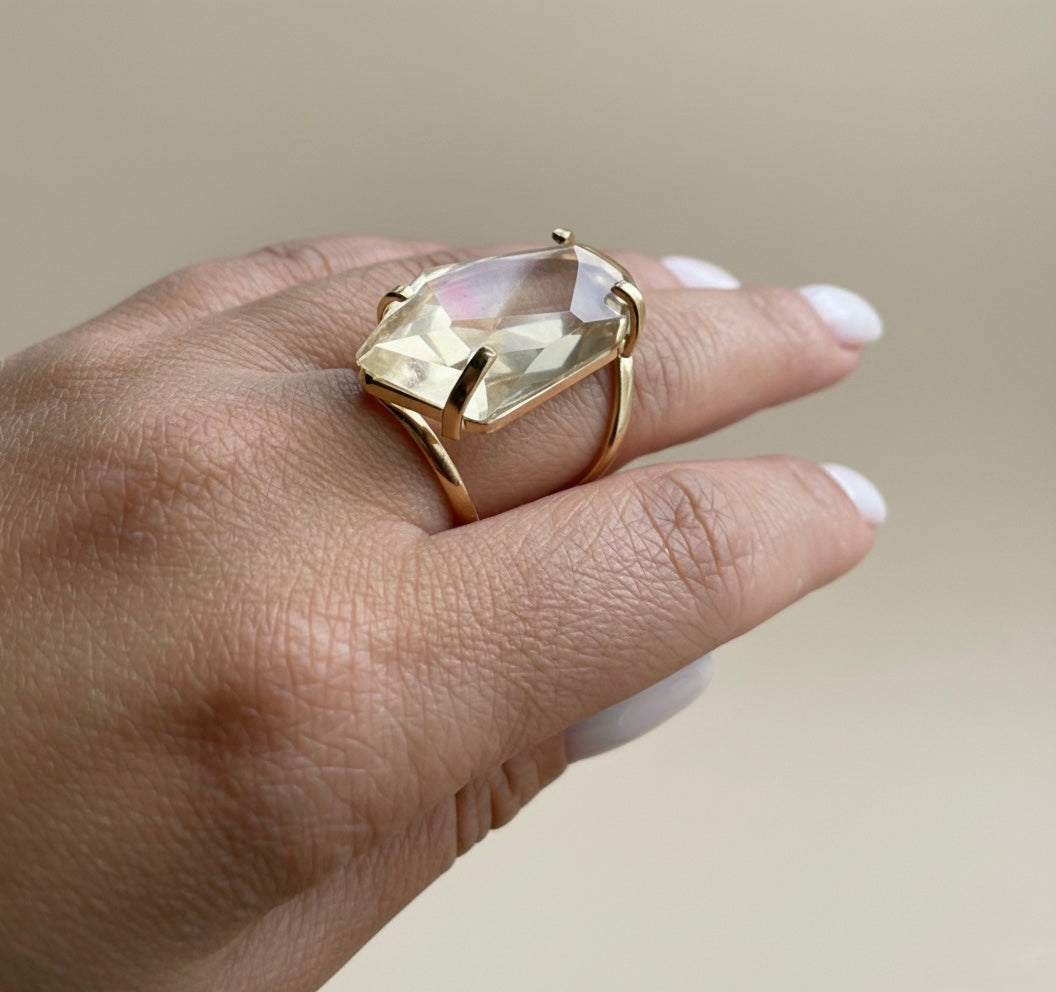 Natural Stone Ring - Clear Citrine Ring