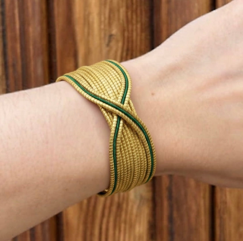 EarthWoven Golden Grass Crossed Paths Cuff Bracelet