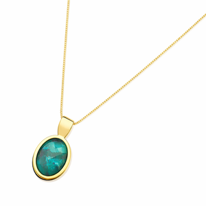 PureNature Ornaments Kingdom's Gem Dark Rhodium and Gold Emerald Earrings and Necklace Set