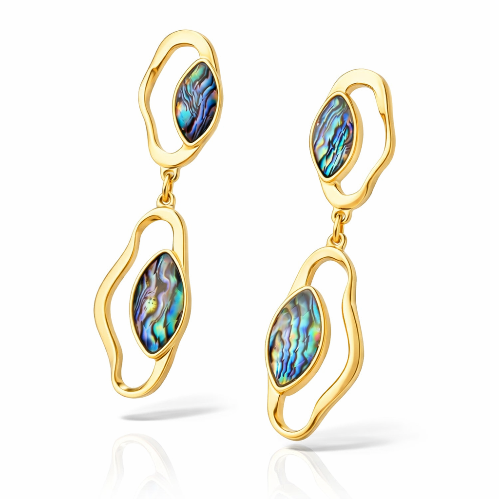 TerraFusion Gems Shining Silhouette Long Abalone Shell Earrings