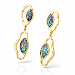 TerraFusion Gems Shining Silhouette Long Abalone Shell Earrings