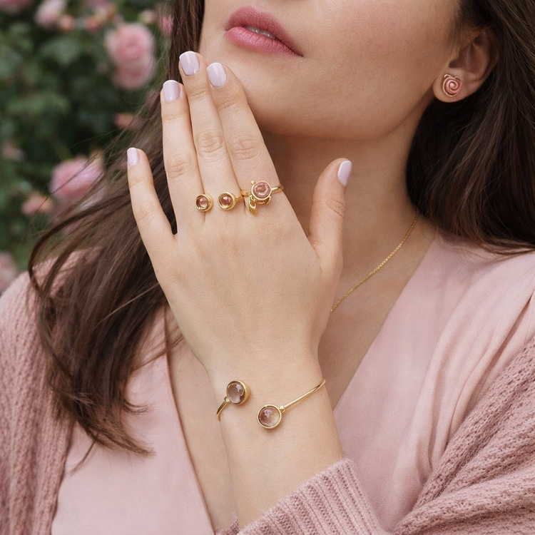 TerraFusion Gems Affinity Rose Quartz Cuff Bracelet