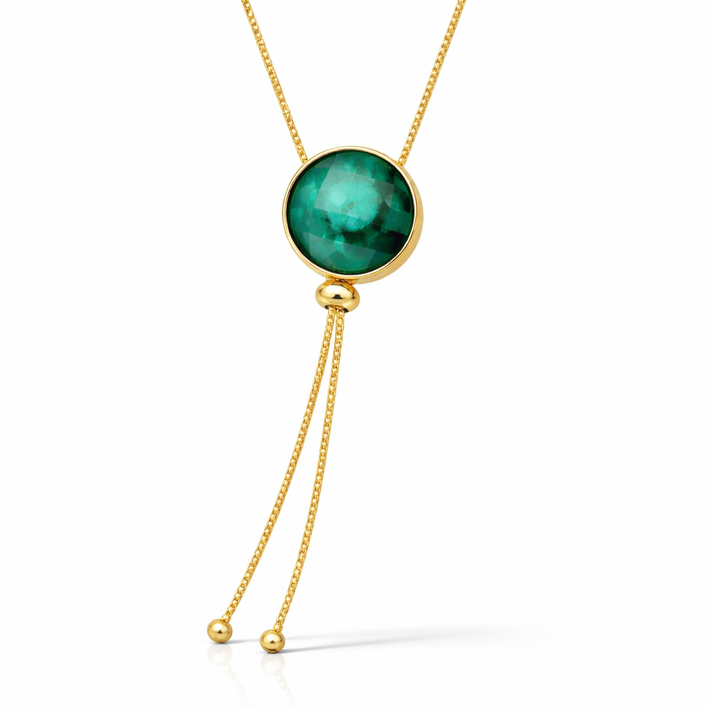PureNature Ornaments Crystal Angles Adjustable Emerald Necklace