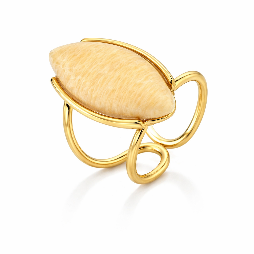 TerraFusion Gems Charm Beige Amazonite Cuff Ring