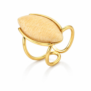 TerraFusion Gems Charm Beige Amazonite Cuff Ring