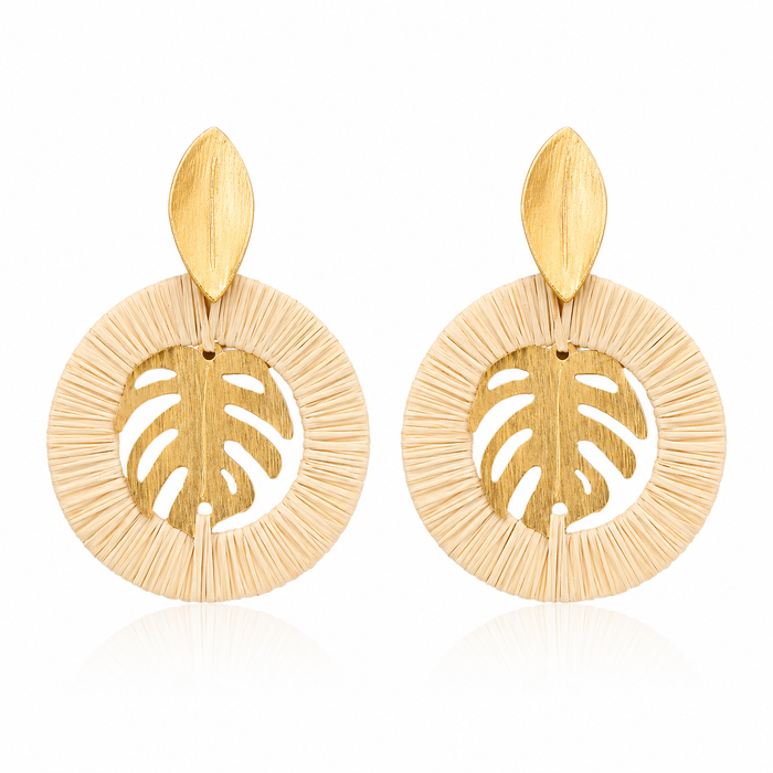 Cutout Monstera leaf Buriti earrings