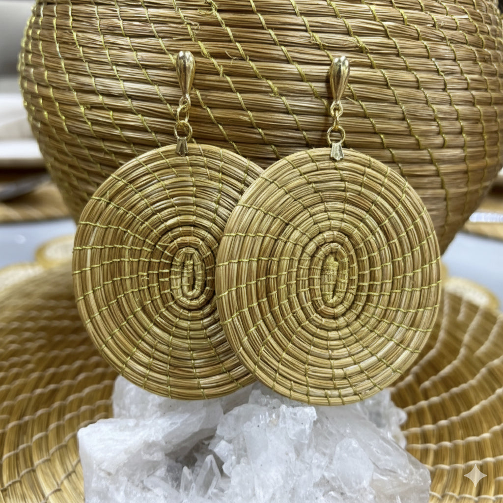 EarthWoven Treasures Summer Maxi Golden Grass Mandala Earrings