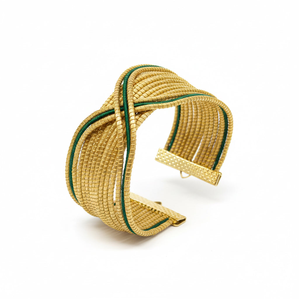 EarthWoven Golden Grass Crossed Paths Cuff Bracelet