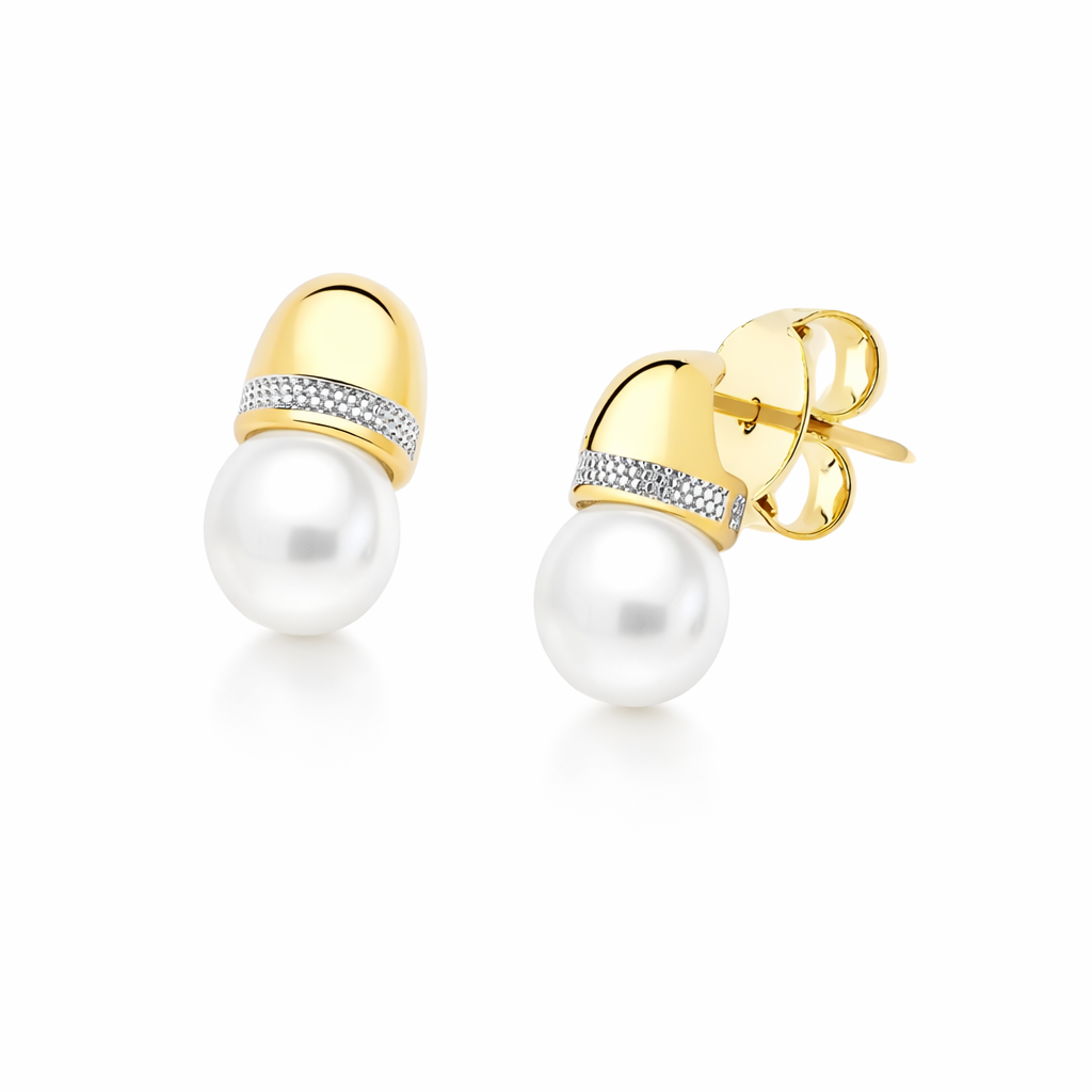 PearlFusion Regal Dynasty Shell Pearl Stud Earrings