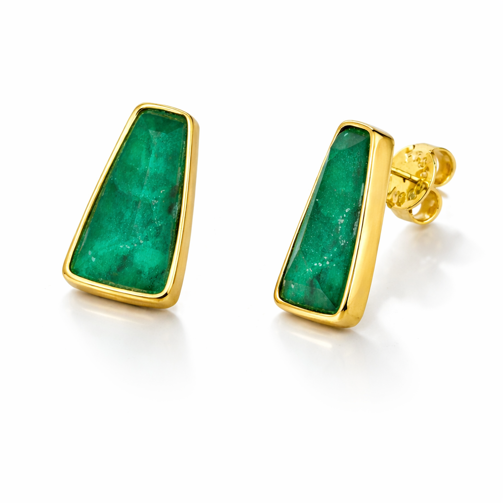 PureNature Ornaments Luxe Frame Emerald Stud Earrings