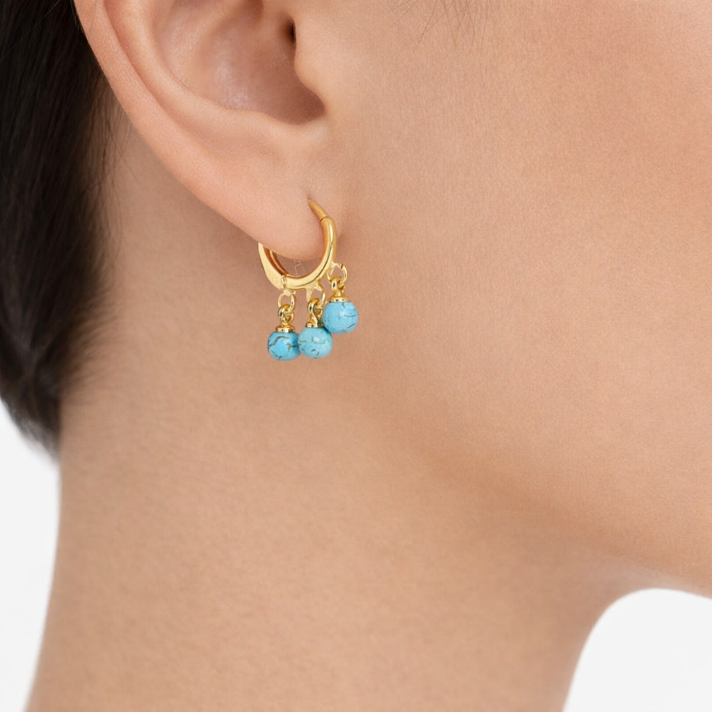 Charm Collection Mini Hoops Leverback Earrings - Natural Stones/Mother of Pearls