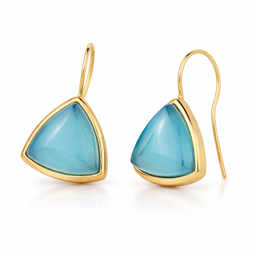 TerraFusion Gems Tranquil Triangle Blue Sky Agate Earrings