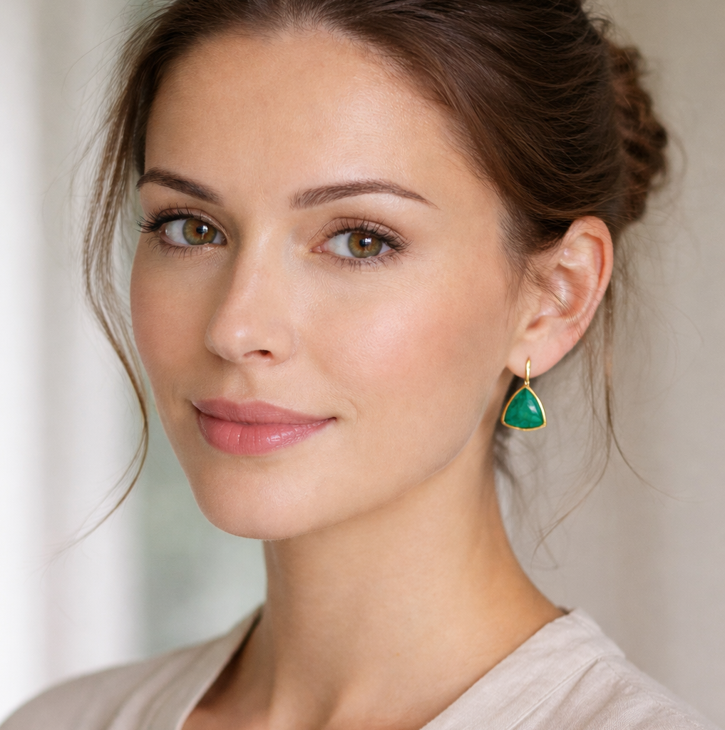 TerraFusion Gems Tranquil Triangle Blue Sky Agate Earrings