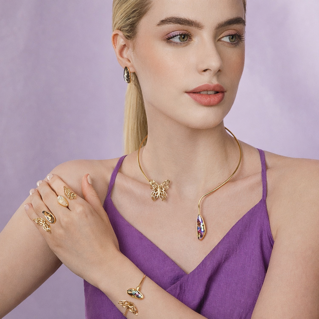 TerraFusion Gems Delicate Wings Abalone Shell Cuff Ring — additional product view 2