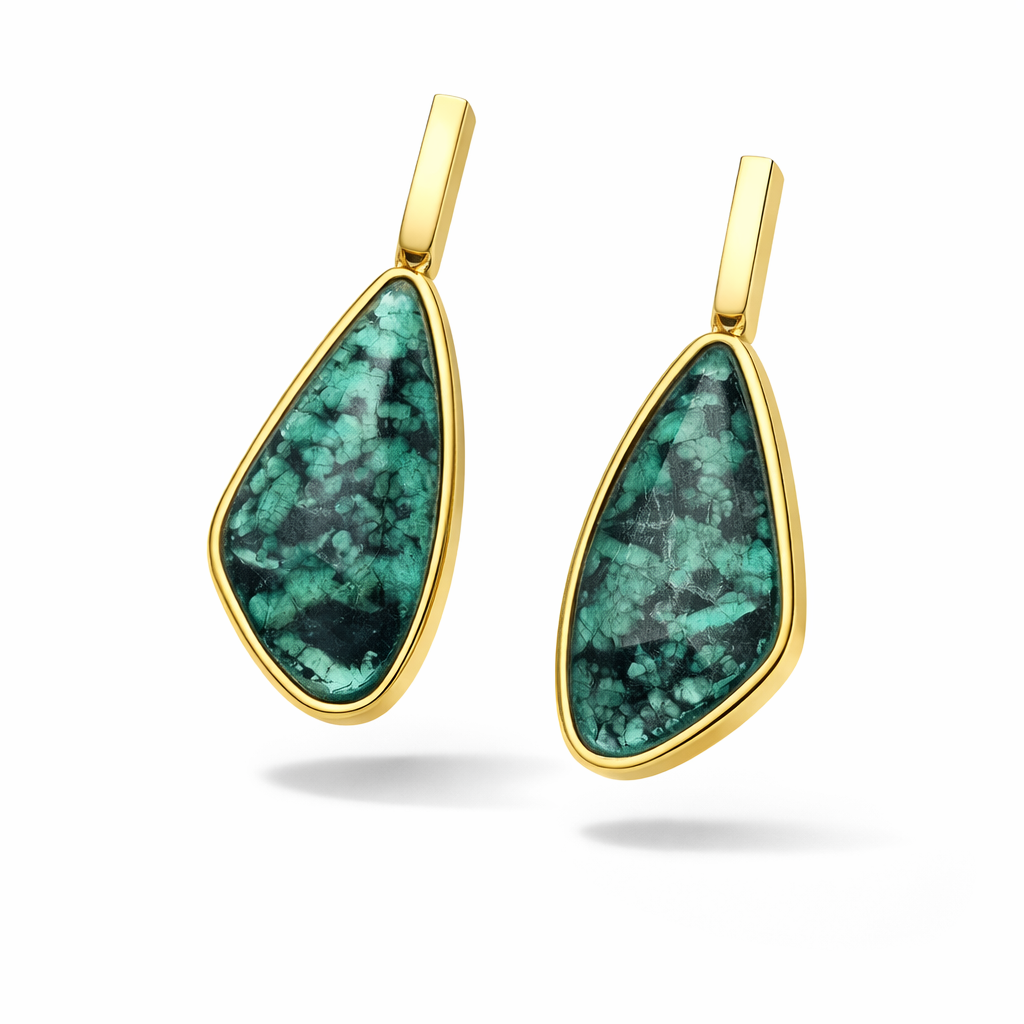 PureNature Ornaments Elegant Majesty Emerald Earrings