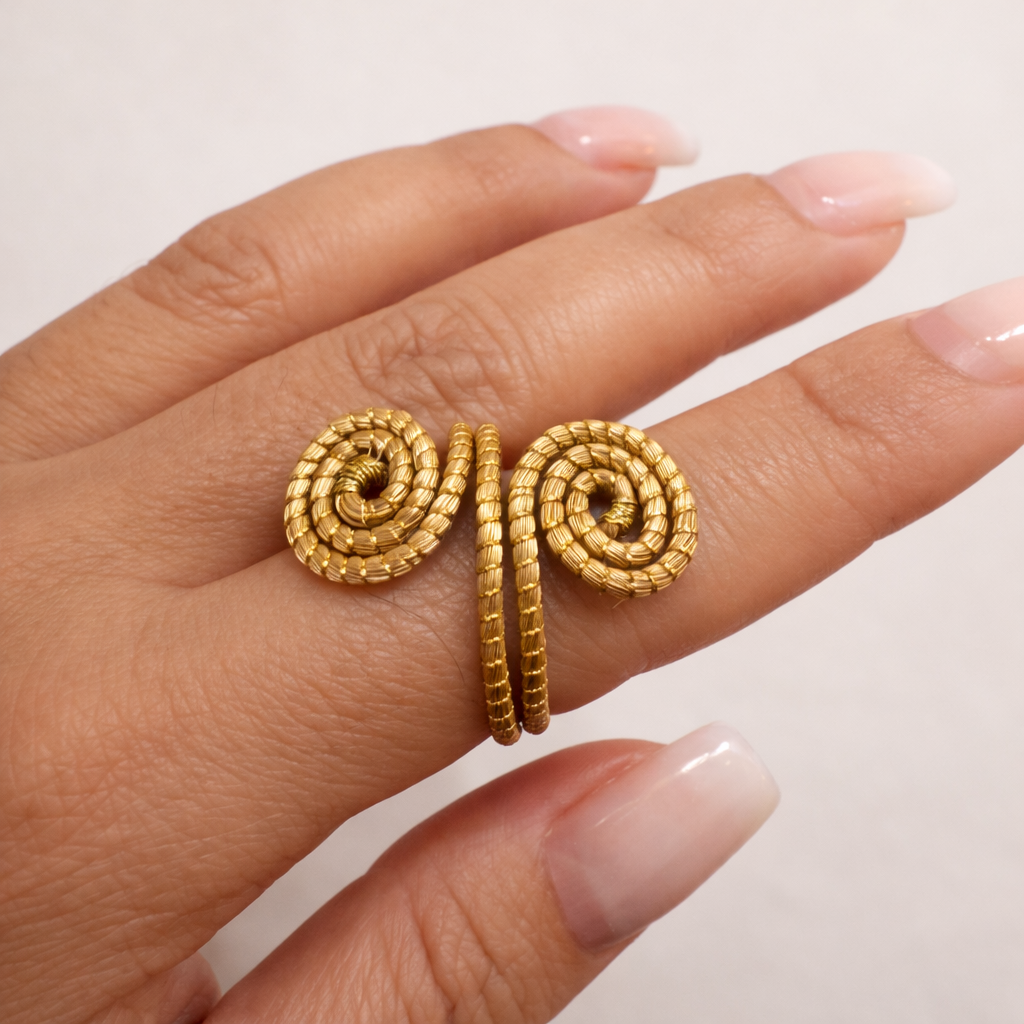 EarthWoven Treasures Spiral Golden Grass Ring | Capim Dourado
