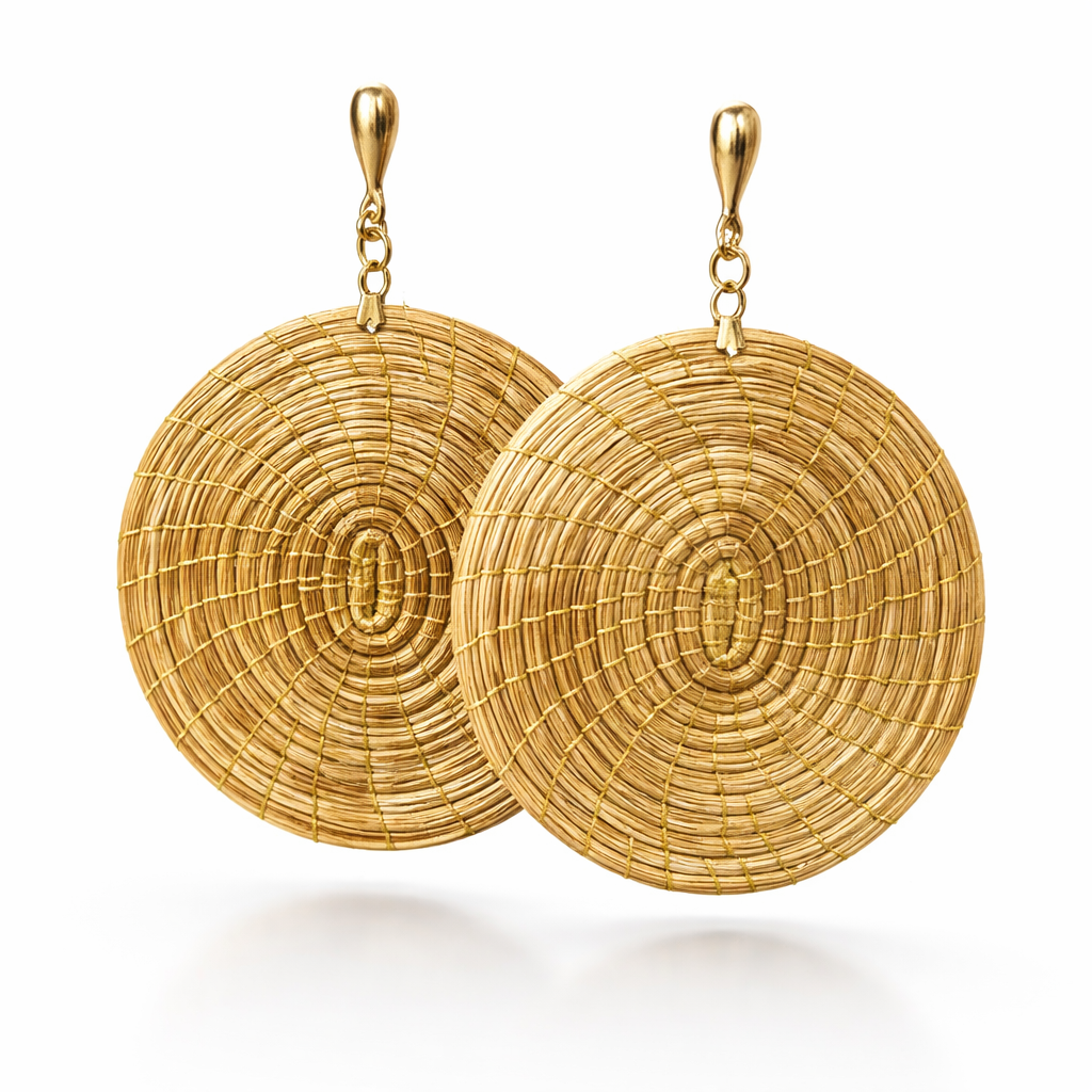 EarthWoven Treasures Summer Maxi Golden Grass Mandala Earrings