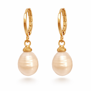 Charm Collection Mini Hoops Leverback Earrings - Freshwater Pearls