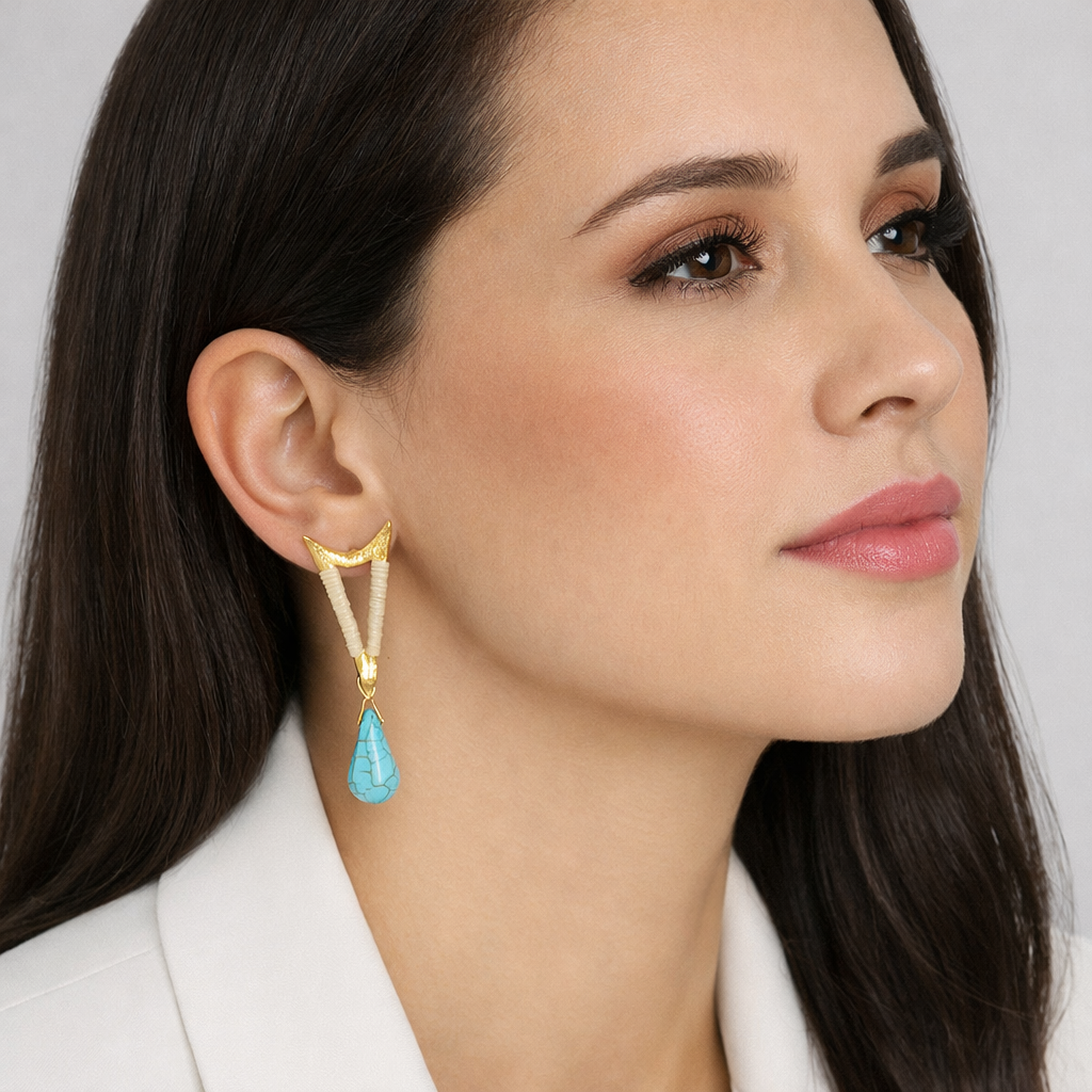 Ethereal Amazonia Pure Victory Buriti and Turquoise Earrings