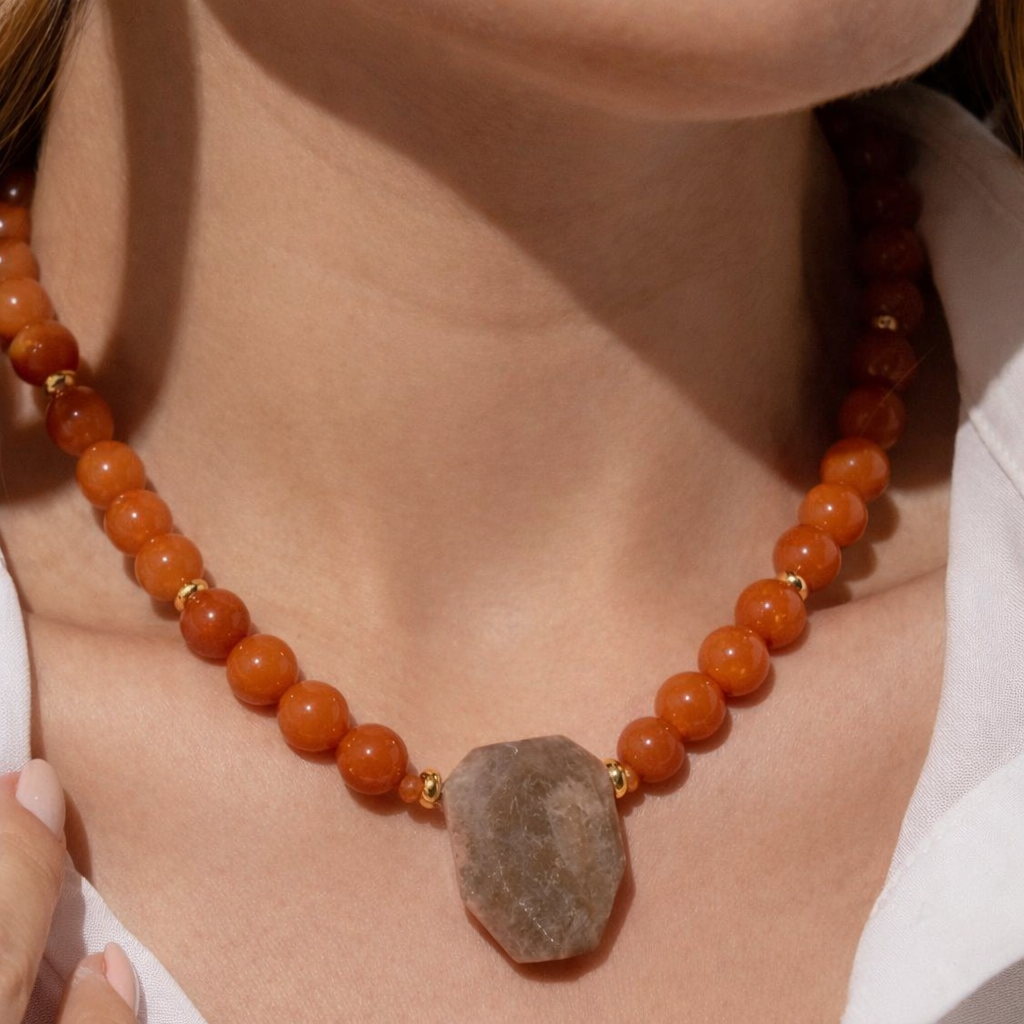 EarthLuxe Treasures Forest Jasper & Agate Statement Necklace