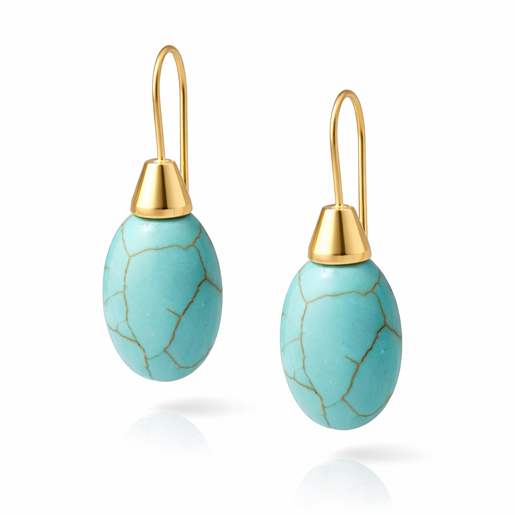 Earthbound Elegance Hook Earrings – Natural Stones & 18k Gold Plated