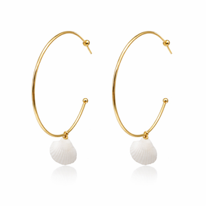 Ocean Whisper Gold Plated Shell Hoops