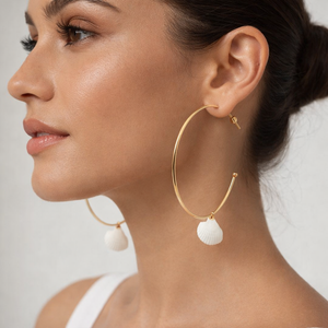 Ocean Whisper Gold Plated Shell Hoops
