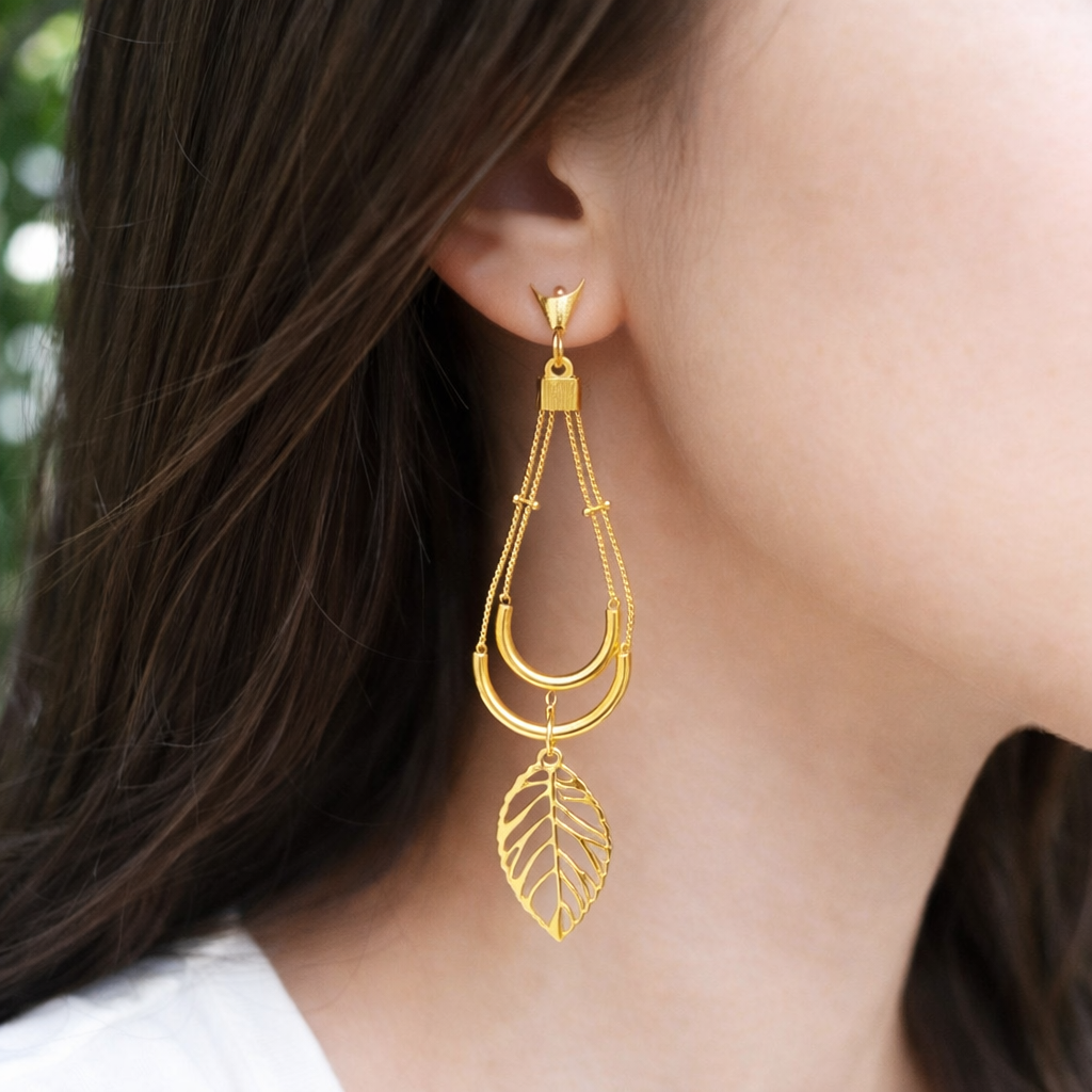 Ethereal Amazonia Long Leaf Earrings