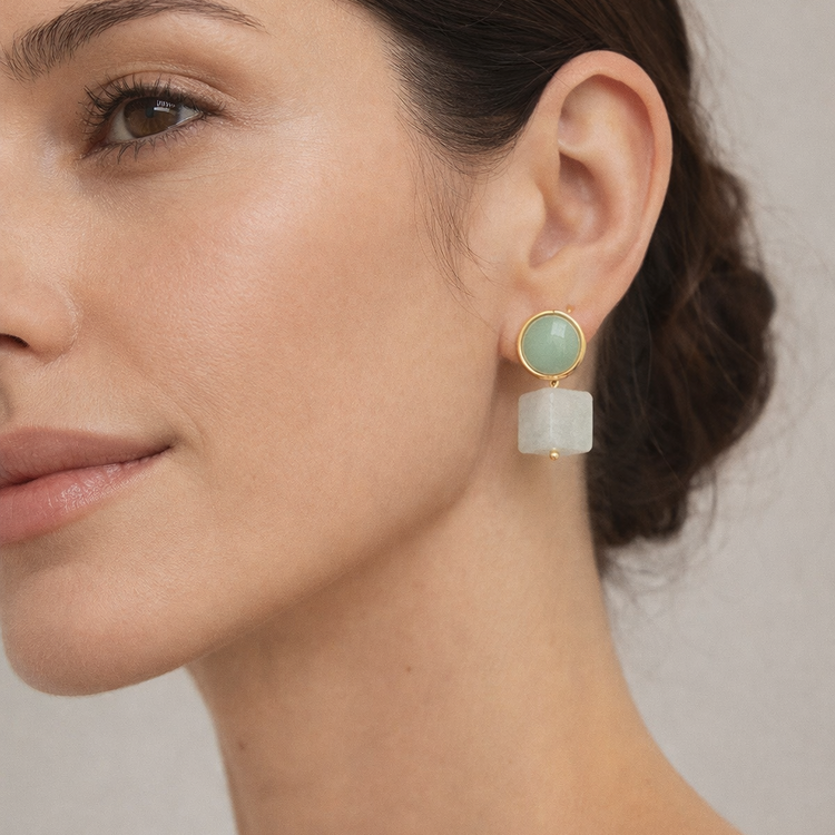 Essentials of Brazil Green Quartz Drop Earrings