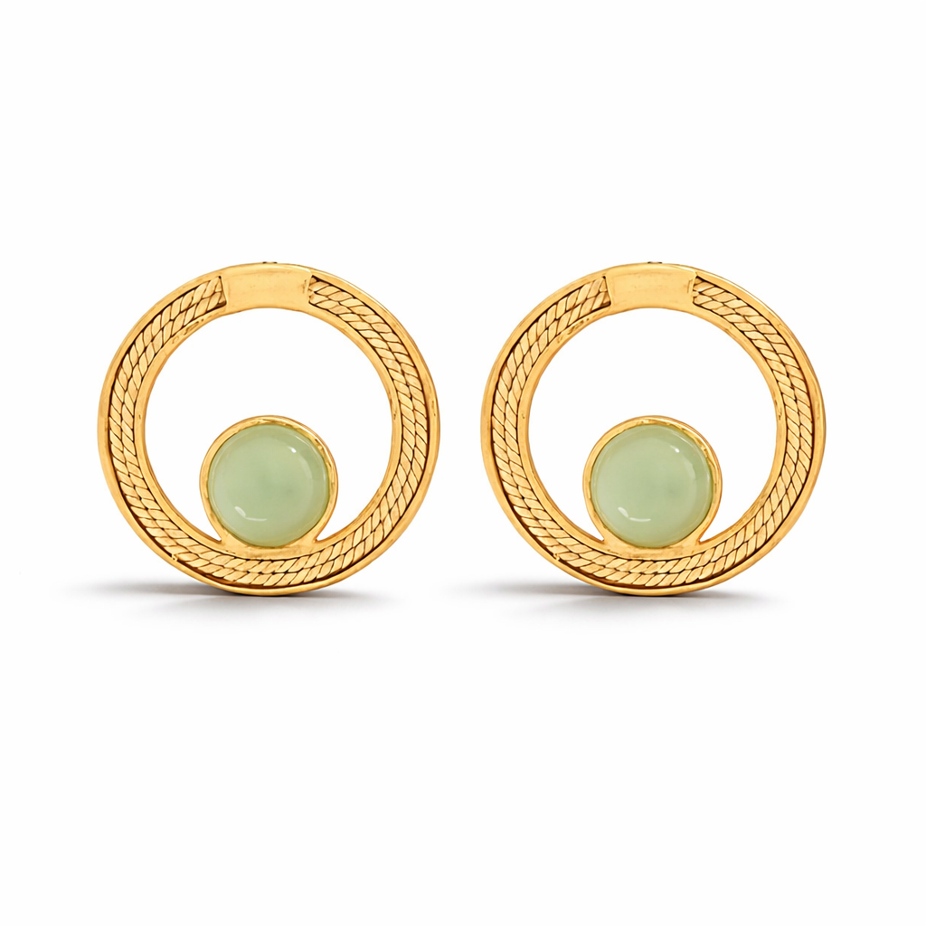 Ethereal Amazonia Natural Gleam Buriti and Green Quartz Stud Earrings