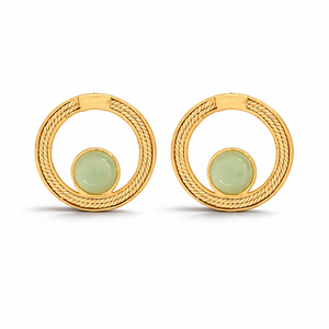 Ethereal Amazonia Natural Gleam Buriti and Green Quartz Stud Earrings